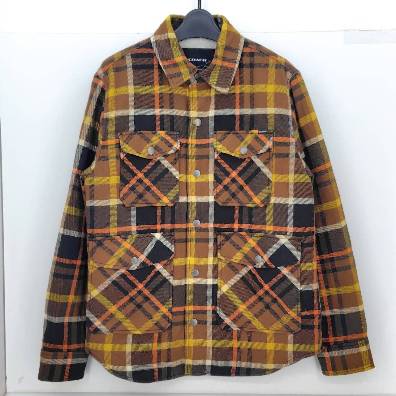 05 w 18217 コーチ COACH シェルパ ラインドシャツジャケット ブラウン 44 中国製 メンズ アウター コットン 品