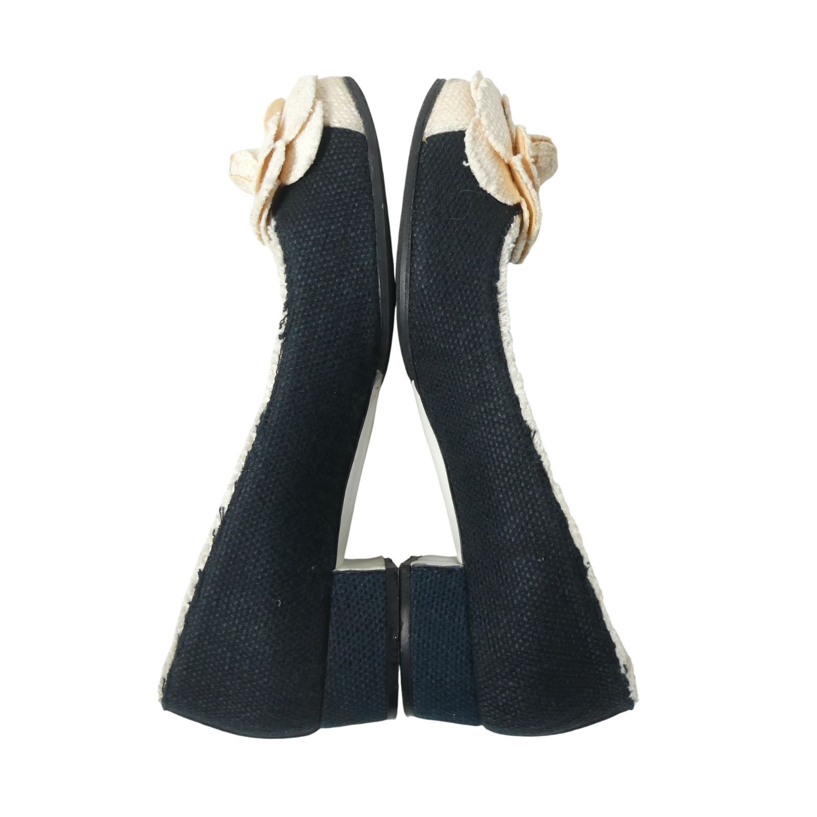 CHANEL シャネル 37.5 約24～24.5cm カメリア ココマーク ラウンドトゥ