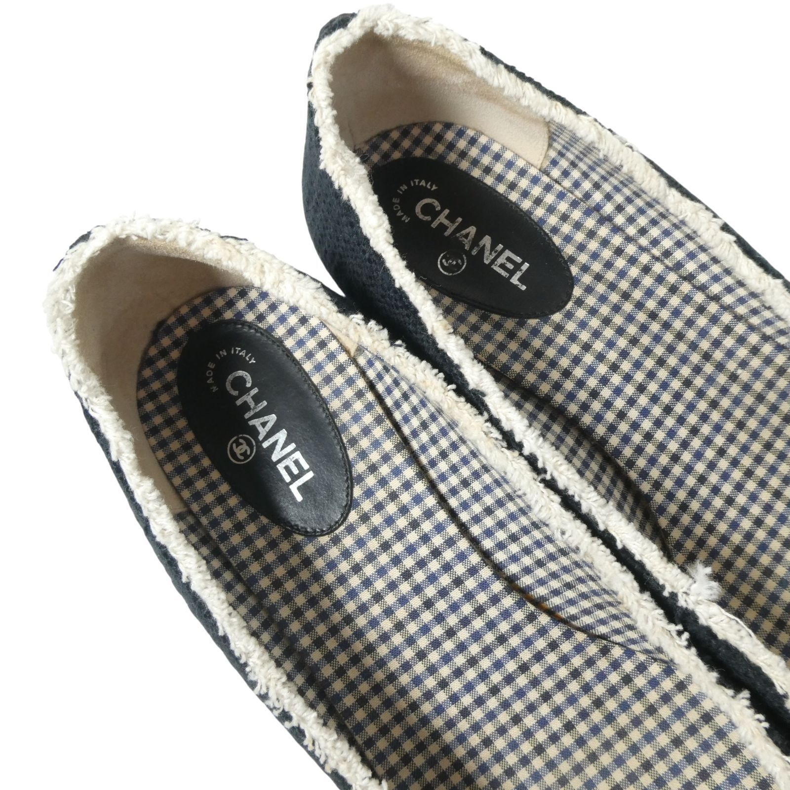 CHANEL シャネル 37.5 約24～24.5cm カメリア ココマーク ラウンドトゥ