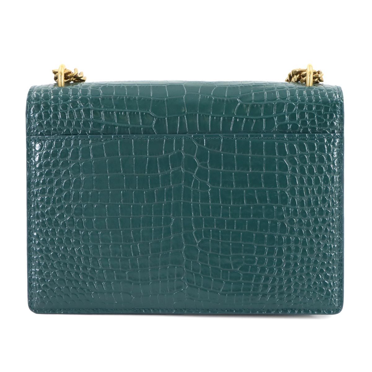 サンローラン ロゴ チェーン ショルダーバッグ グリーン ゴールド レザー レディース SAINT LAURENT 【中古】 未使用 展示品 サンローラン SAINT LAURENT サンセット ミディアム