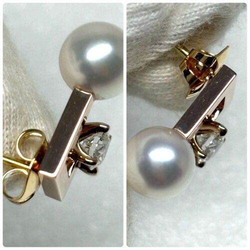 TASAKI タサキ バランス ノート ピアス 750PG 750YG ダイヤモンド0.24 