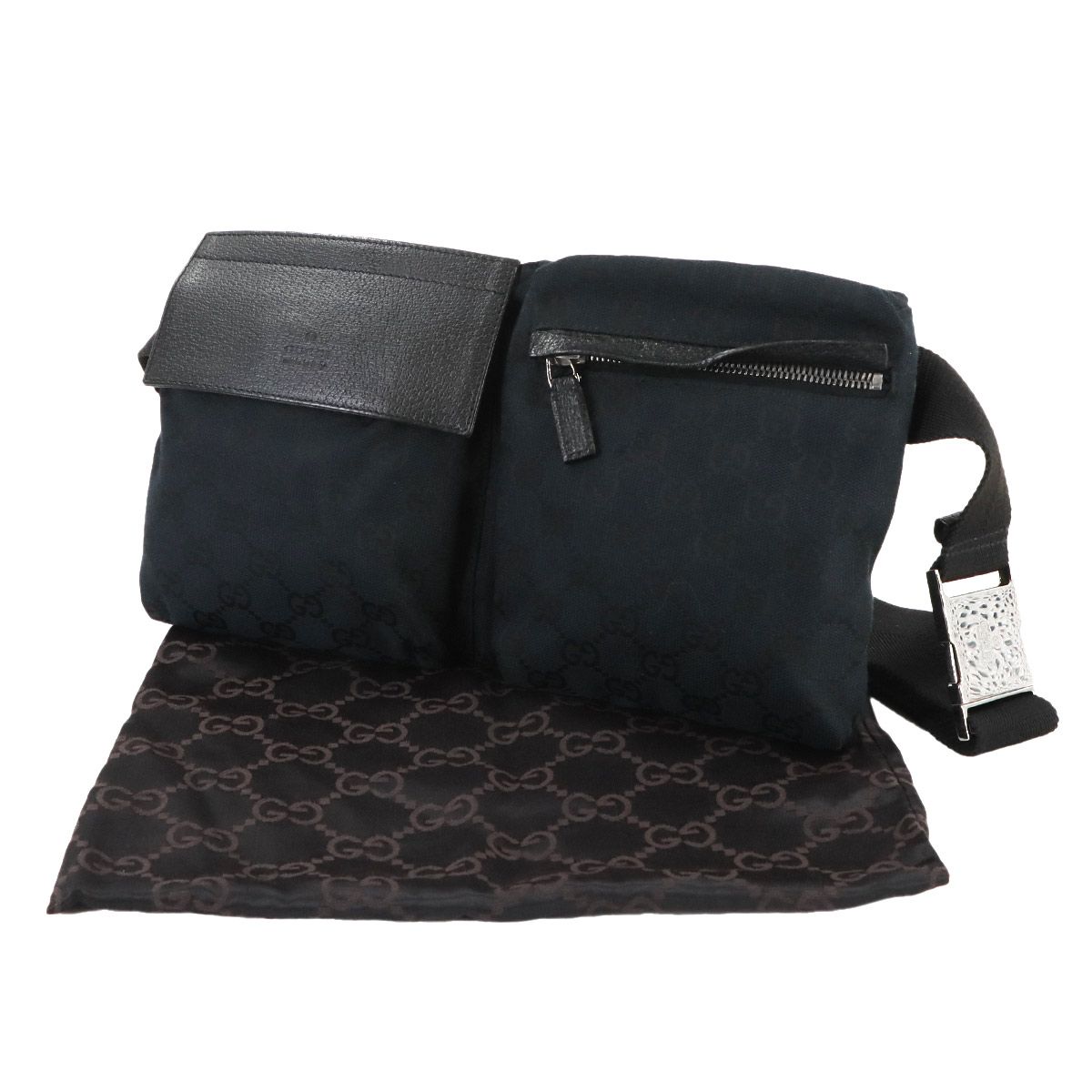 グッチ GUCCI GGキャンバス ウエスト ポーチ ボディ バッグ レザー