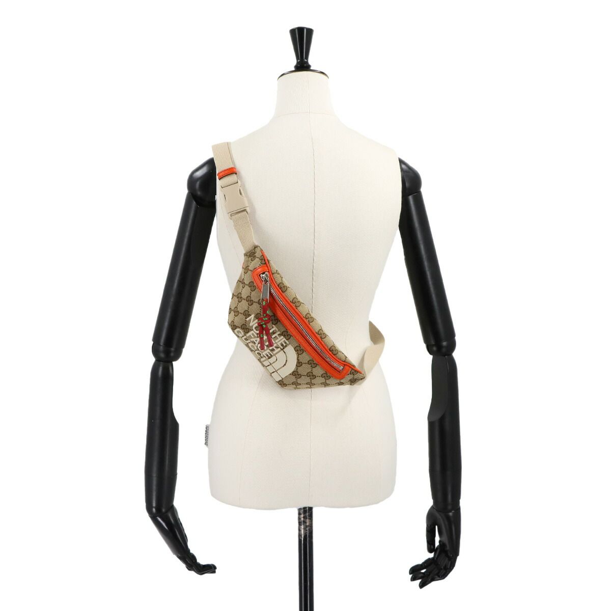 【未使用】グッチ×ノースフェイス ウエストポーチ レザー×ナイロン GG柄 花柄 未使用 展示品 グッチ GUCCI ザ ノースフェイス ウエスト ポーチ
