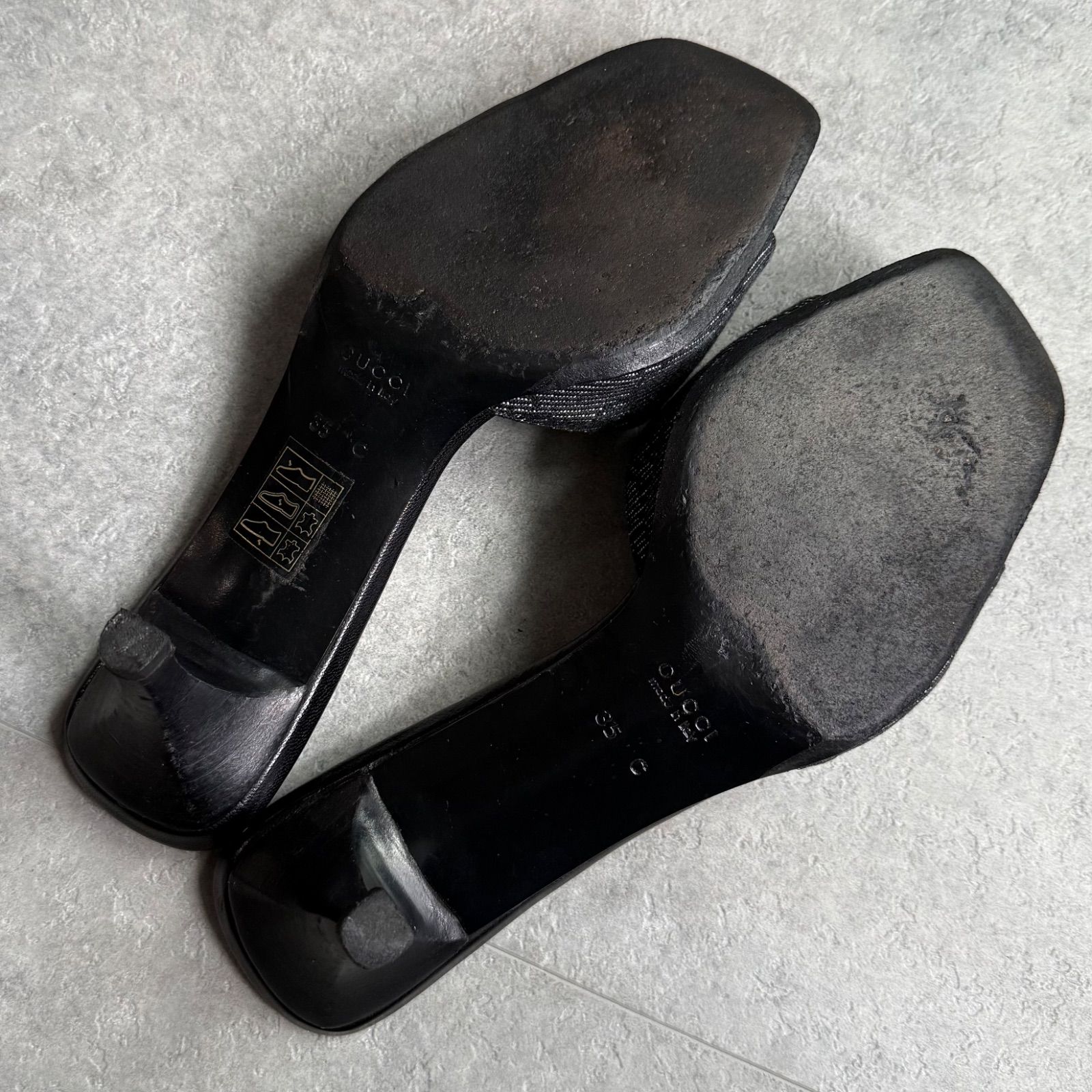 GUCCI グッチ GG柄 デニムサンダル レザー レディース ミュール 35C GUCCI グッチ GG柄 デニムサンダル レザー レディース ミュール 35C