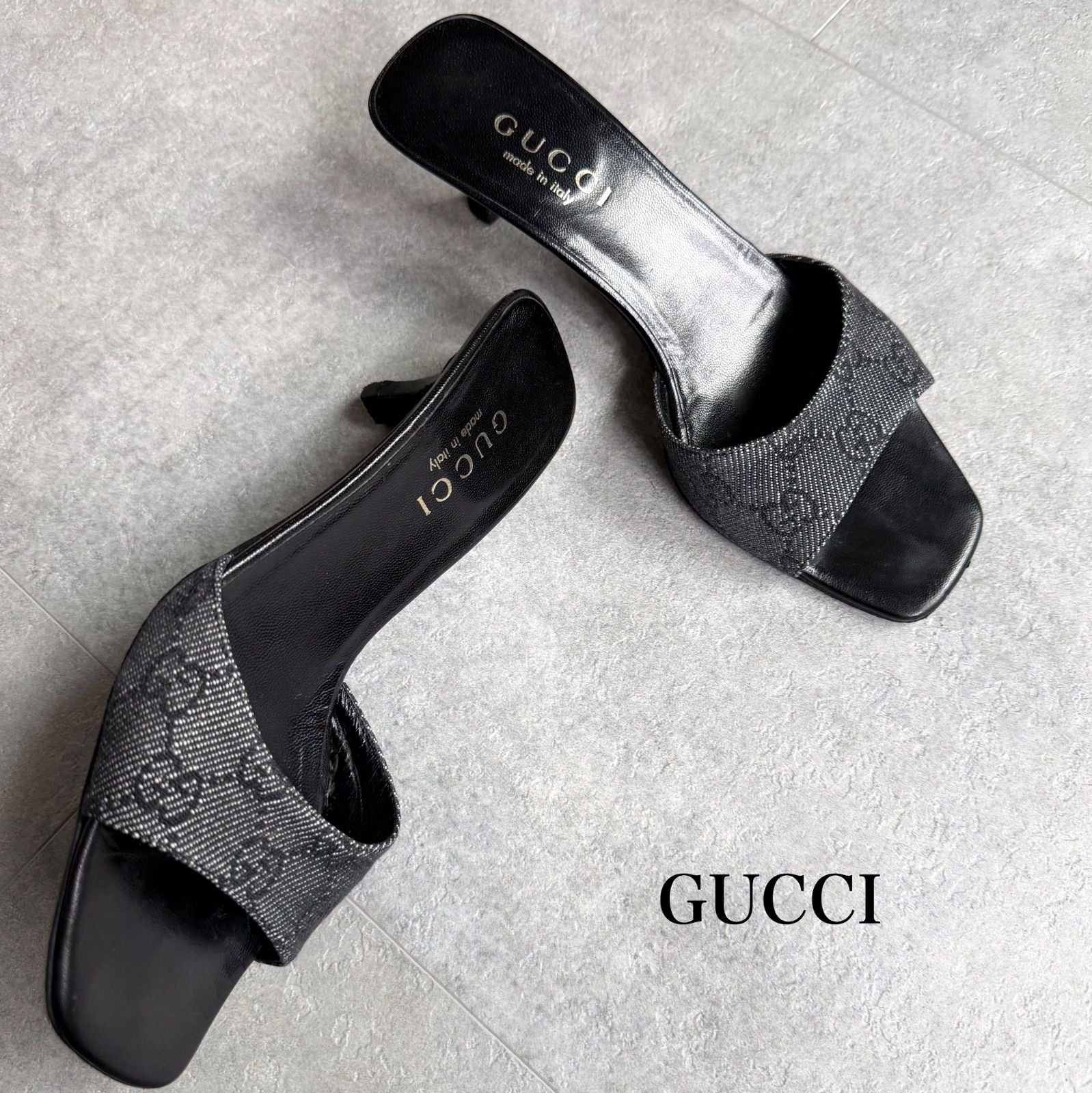 GUCCI グッチ GG柄 ミュール サンダル レザー レディース 箱付き GUCCI - グッチ ミュール サンダル GGロゴ レザー ブランド 靴