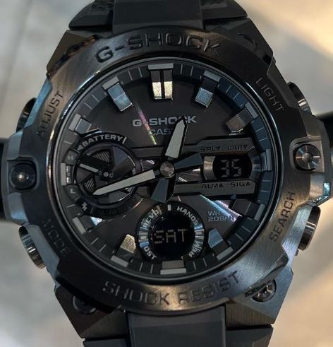 スマートウォッチ メンズ Gショック 400型 ソーラー ケース幅50 mm Gスチール ポリウレタンベルト ブラック|ブラック色 G-SHOCK