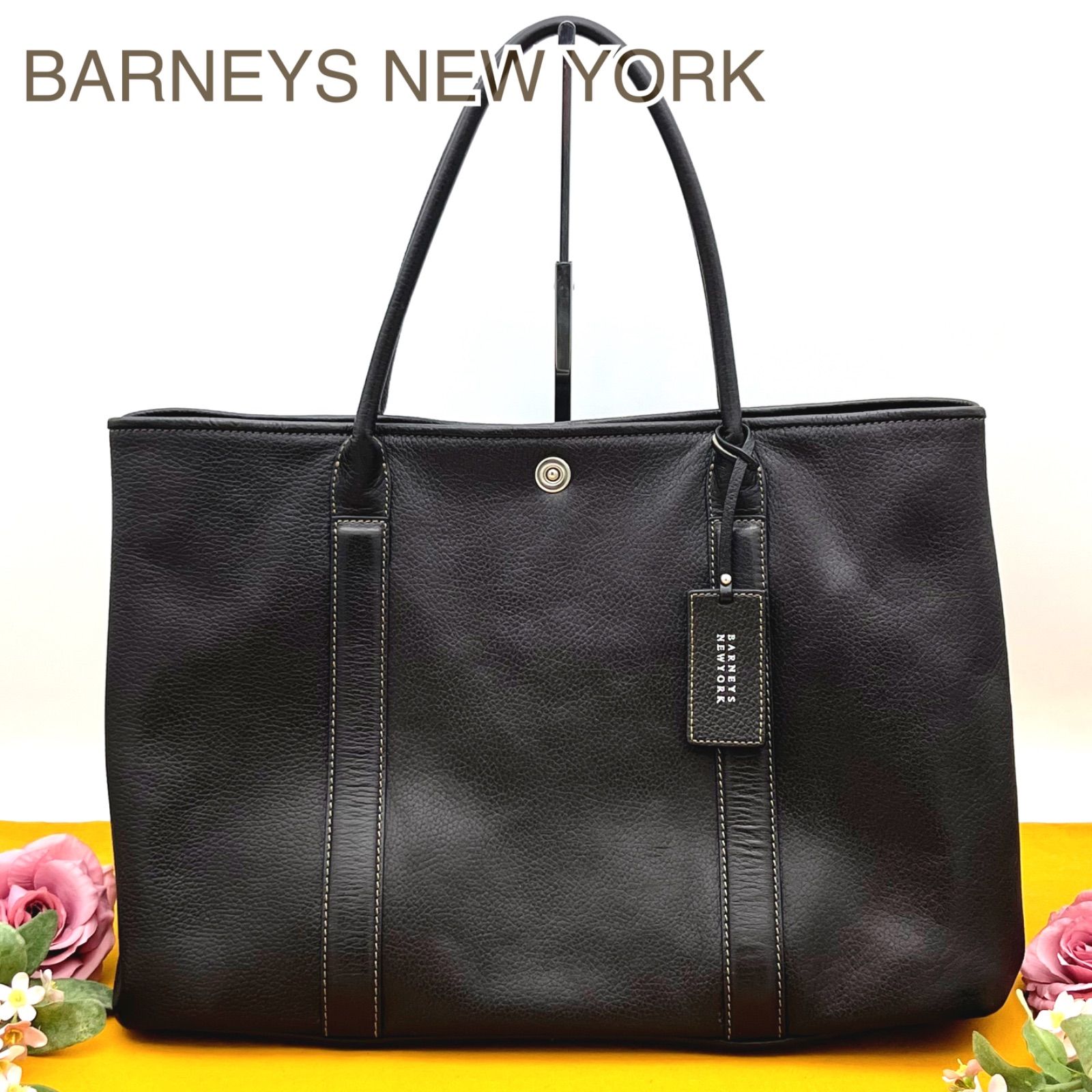 Barneys 【良品】バーニーズニューヨーク トートバッグ 肩掛け シボ革