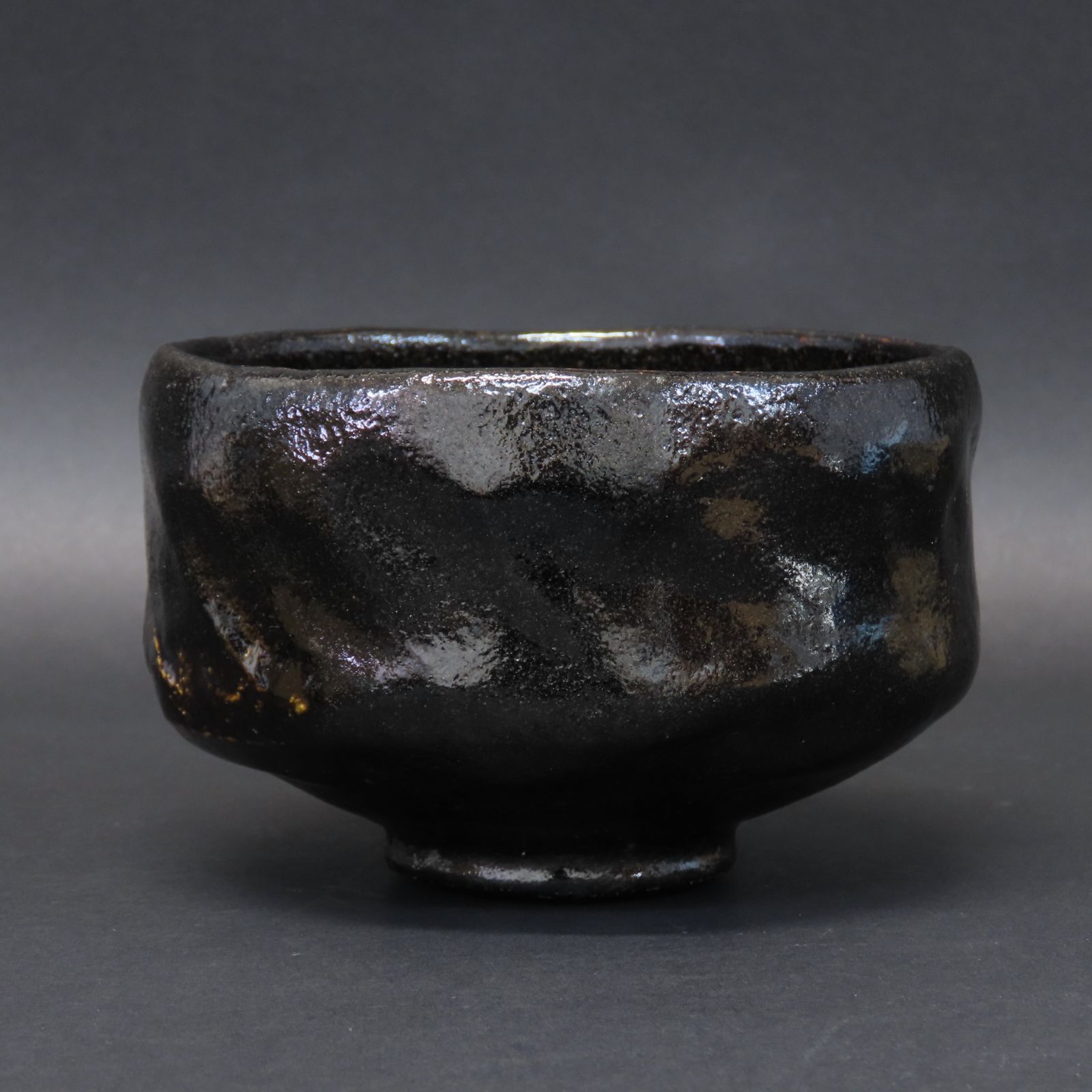 02s61 美品 佐々木松楽 真作保証 茶道具 黒楽茶碗「銘：松涛」大徳寺