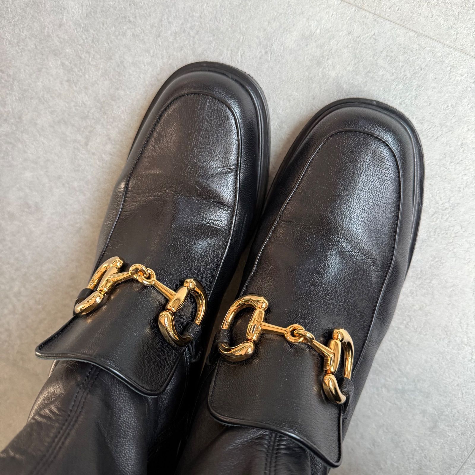 グッチ ホースビット ショートブーツ ビットローファー レザー ブラック GUCCI（グッチ） ホースビット ショートブーツ ブーツ 黒 メンズ