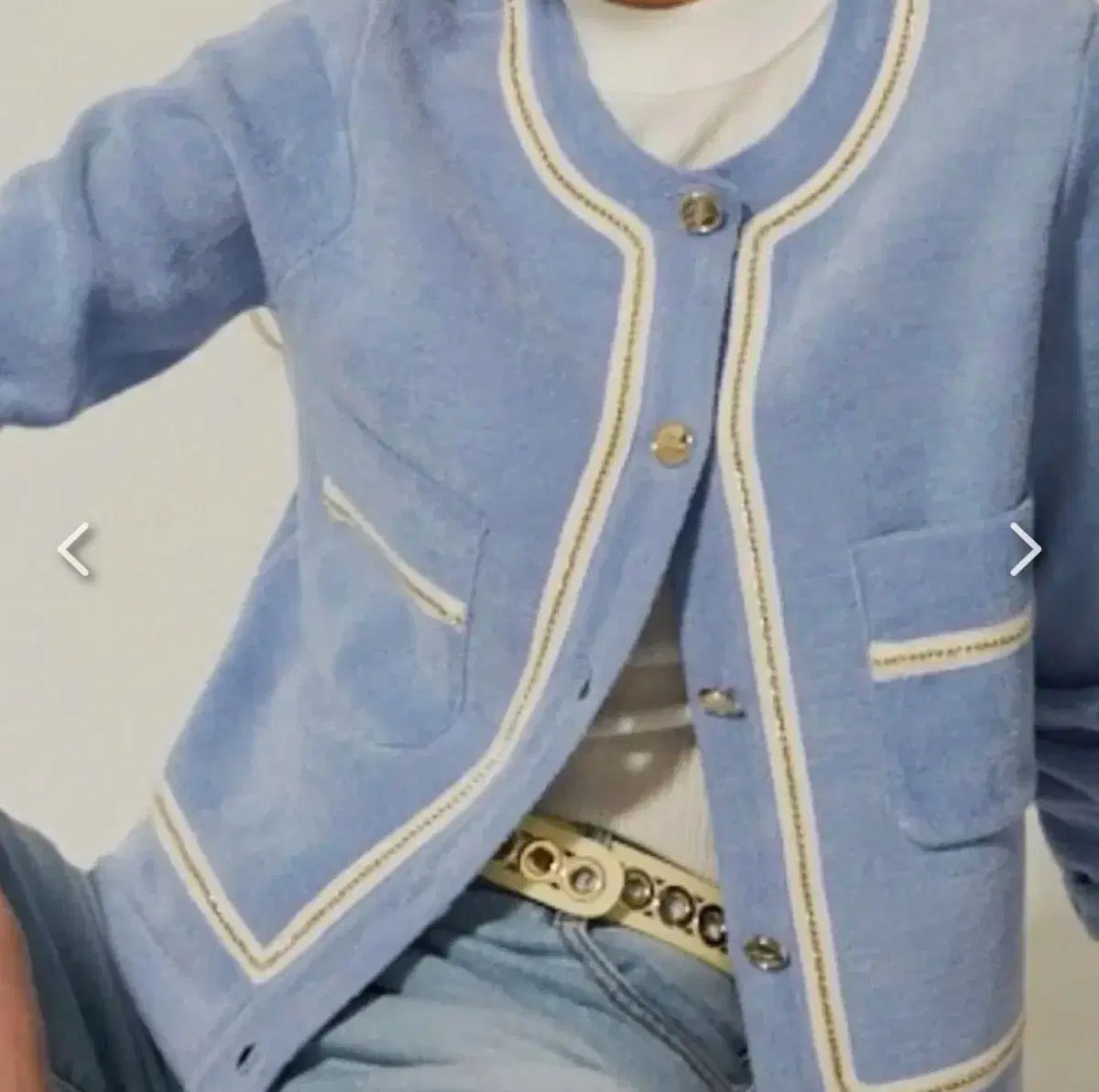 サンドロ GOLDボタン ライニング カーディガン ブルー
