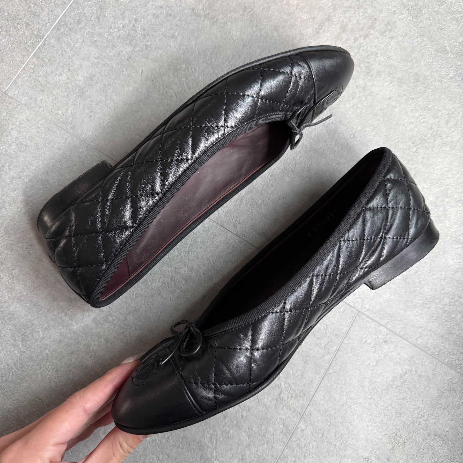 CHANEL　シャネル　マトラッセ　バレエシューズ　リボン　ココマーク CHANEL シャネル マトラッセ バレエシューズ リボン ココマーク CHANEL