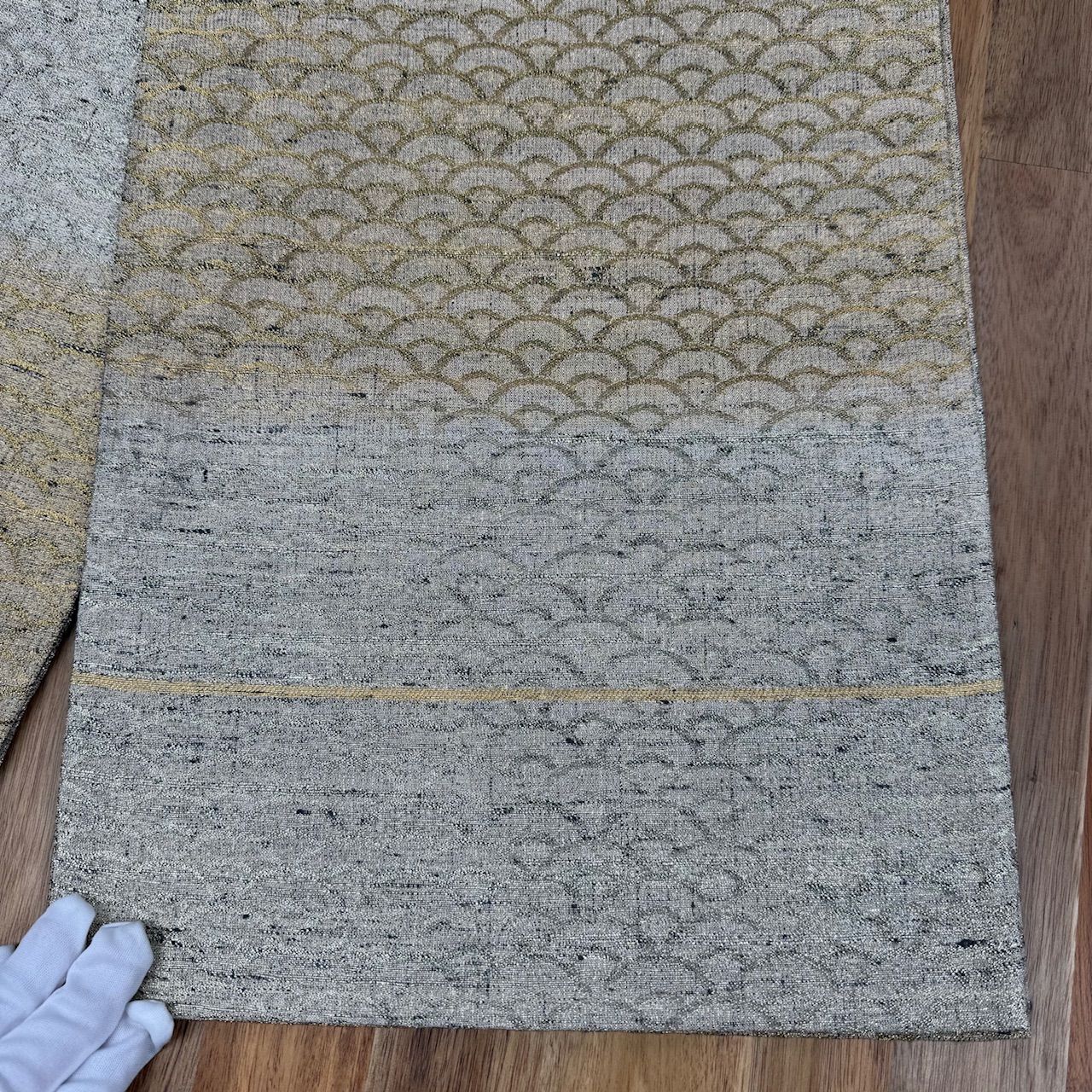 桝屋高尾】 ねん金綴錦 西陣織全通両面袋帯 「名物聚文青海／段霞文