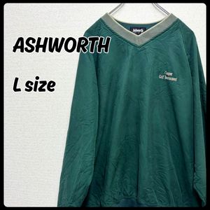 Ashworth トップス ナイロンジャケット グリーン Lサイズ 古着 メンズ
