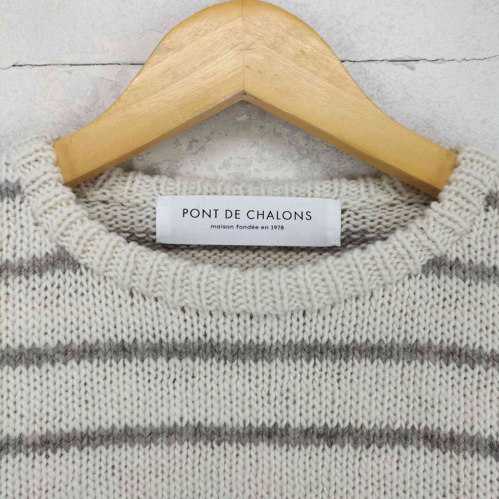 ユーズドフルギ USED古着 ハートパッチボーダーニットプルオーバー