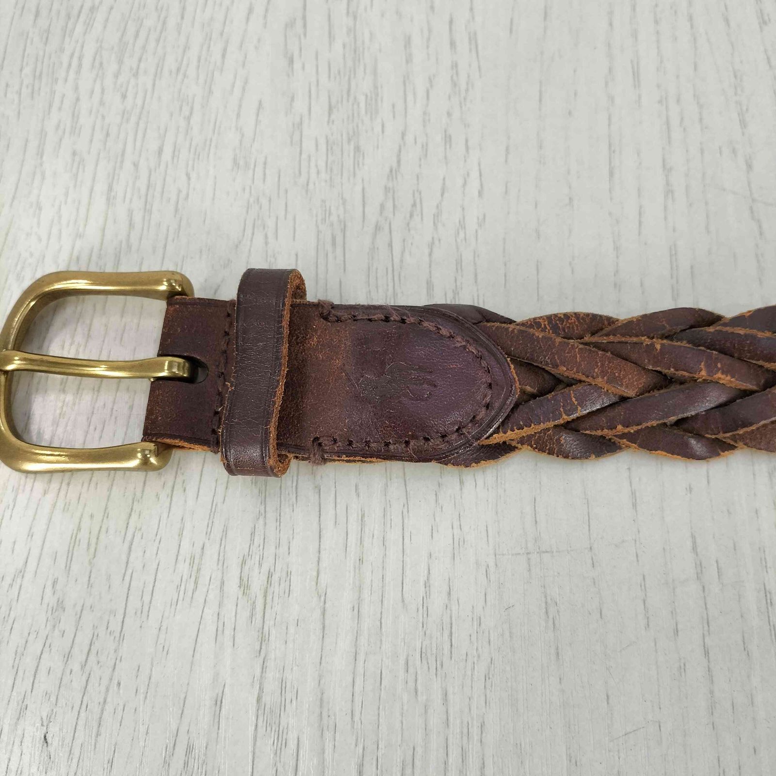 ポロラルフローレン POLO RALPH LAUREN ポニー刻印 メッシュ レザー