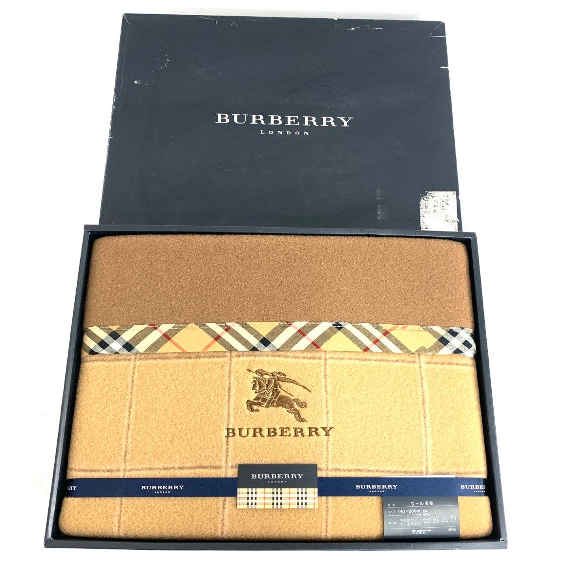 BURBERRY LONDON バーバリーロンドン ウール毛布 ホースロゴ刺繍/ノバ