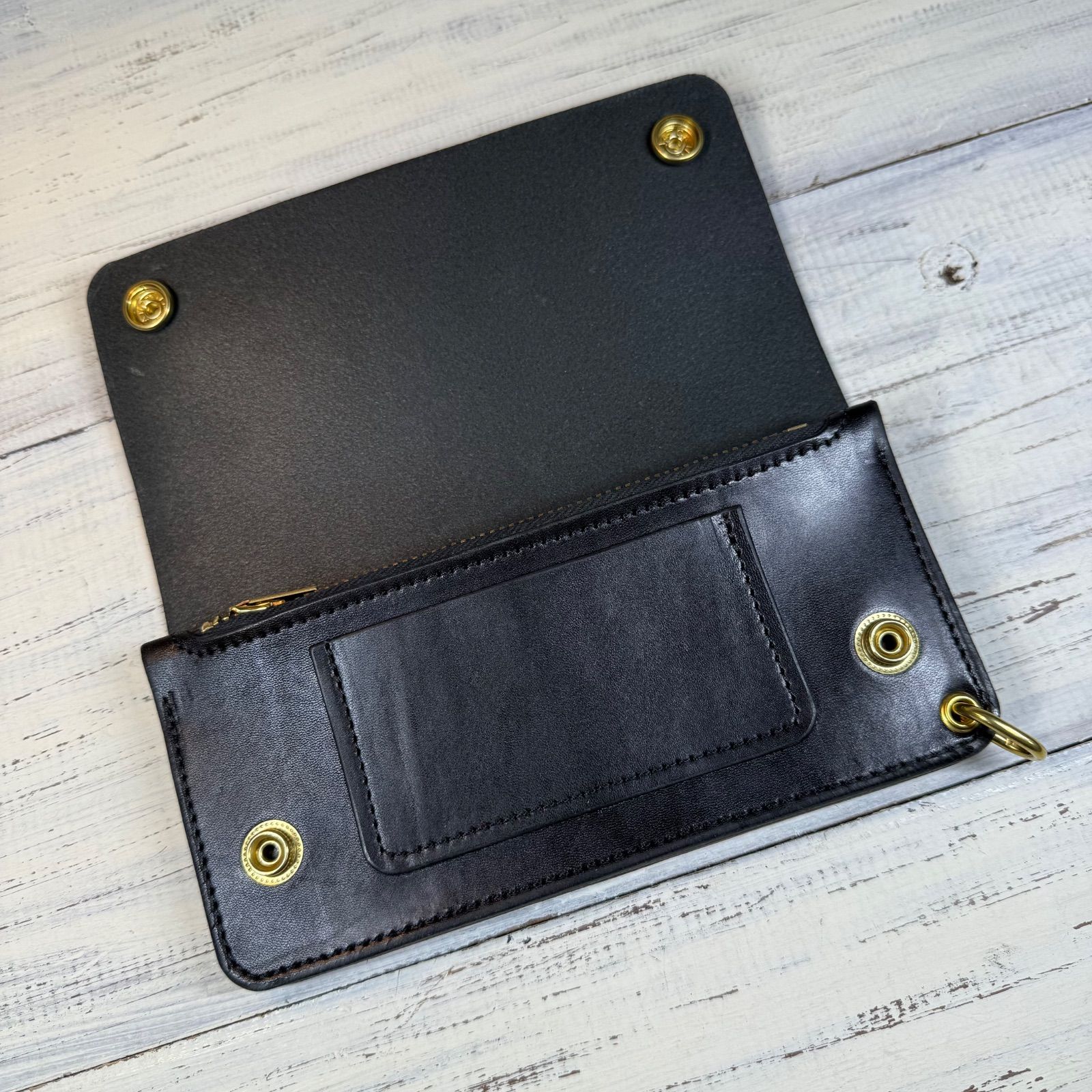 トラッカーウォレット ロング 3層】 ブラック ゴールド universal