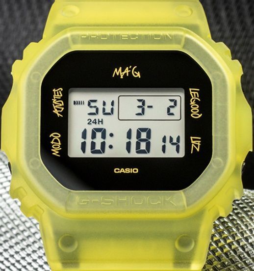 腕時計 メンズ Gショック 5600型 クォーツ ケース幅45 mm スピードモデル ポリウレタンベルト クリアイエロー|ブラック色 G-SHOCK