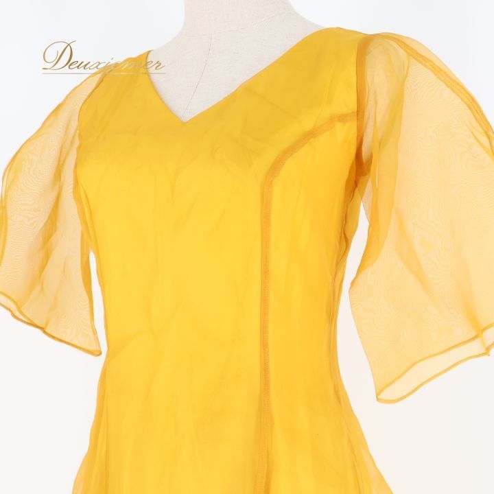 【日本製 フラメンコ衣装】イエロー×豪華ボランテ naja ワンピース ドレス フラメンコ 衣装 ワンピース ドレス パーティドレス からし色 山吹色