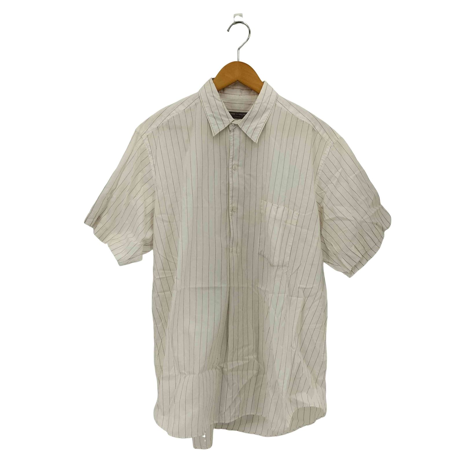 コムデギャルソンオム COMME des GARCONS HOMME 90 s 銀タグ 田中オム ヘンリーネック ストライプ柄 半袖シャツ メンズ 表記無