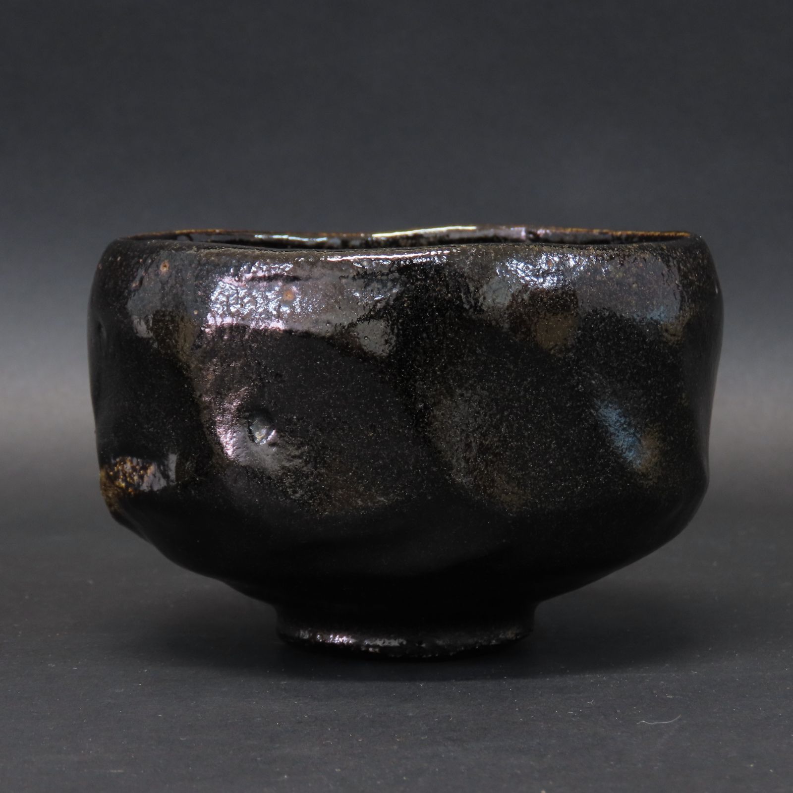 02s66 佐々木松楽 真作保証 茶道具 黒楽茶碗「銘：洗心」大徳寺雲林院