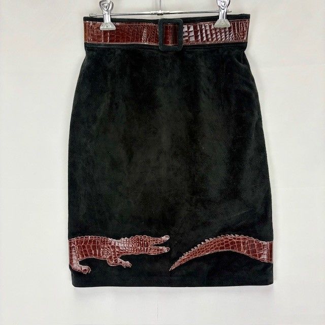 ENRICO エンリコ マンデッリ レザースカート クロコダイルパッチ スカート サイズ26ル レザー サイズ26 07