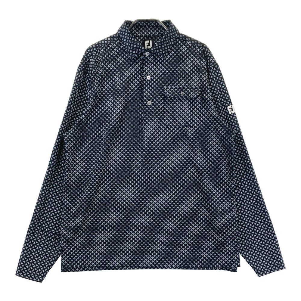サイズ：2XL FOOT JOY フットジョイ 長袖ポロシャツ 総柄 ブラック系