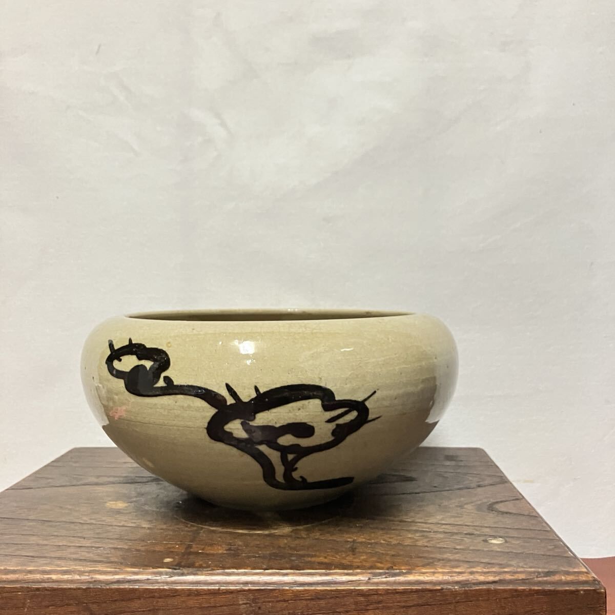 龍文 鉄絵 陶器鉢｜水鉢 火鉢風 昭和レトロ 和骨董 | 雑貨屋えこわっか