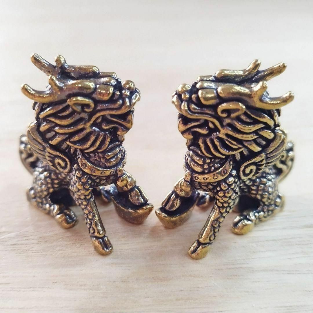 A42 麒麟（きりん）二匹セット 真鍮製 ブラス 開運 置物｜風水 縁起物