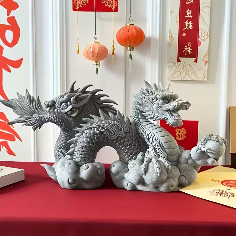 中国風の龍のオブジェ レジン製 石像 インテリア雑貨 インテリア 