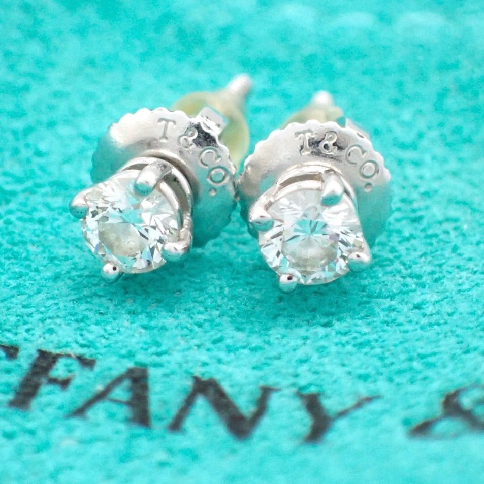 ティファニー ソリティア ピアス ダイヤ プラチナ スクリューバック（ネジ式） TIFFANY ティファニー ソリティア ソリテール 3.7mm ダイヤ