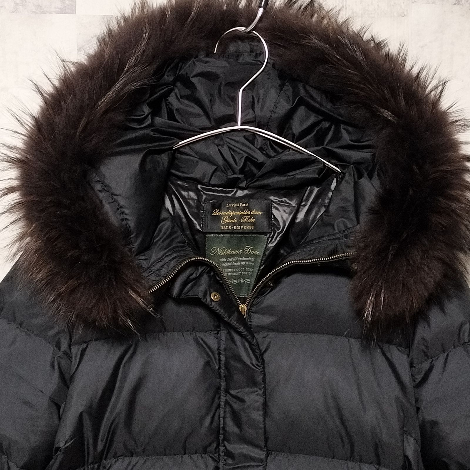 nano universe × 西川ダウン 3way ラクーンファー ダウンジャケット 36