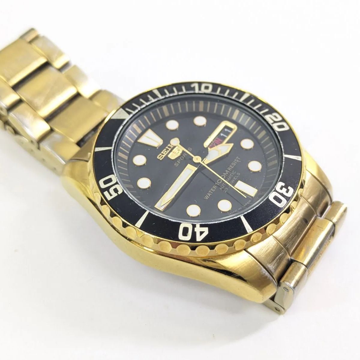 稼働品 SEIKO 5 SPORTS 7S36-03C0 23石 裏スケ 自動巻き 腕時計 要 