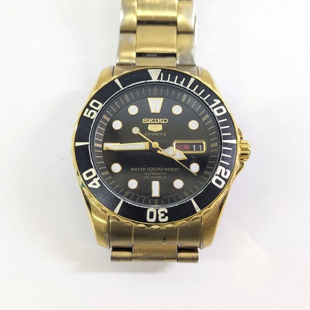 SEIKO 5 自動巻き　腕時計 ゴールド　海外モデル　裏スケ　メンズ　稼動品 稼働品 SEIKO 5 SPORTS 7S36-03C0 23石 裏スケ 自動巻き 腕時計 - メルカリ