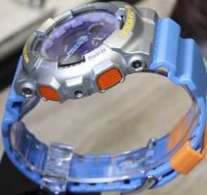 腕時計 メンズ Gショック 100型 クォーツ ケース幅50 mm ポリウレタンベルト シルバー|パープル色 G-SHOCK