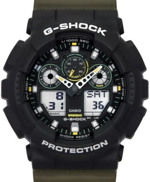 腕時計 メンズ Gショック 100型 クォーツ ケース幅50 mm ポリウレタンベルト ブラック|ブラック色 G-SHOCK