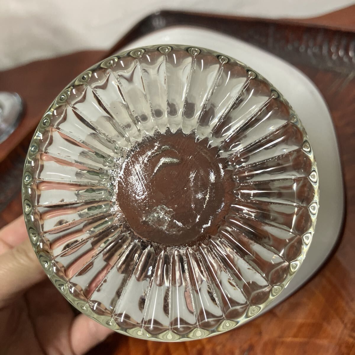 昭和レトロ ガラスコンポート 乳白フリル 脚付きガラス鉢 ミルクガラス