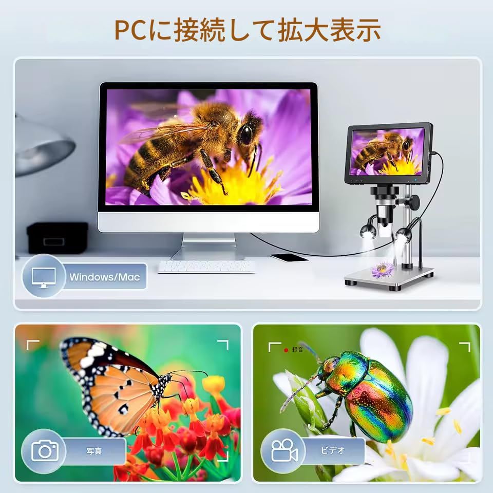  zmart 7インチ デジタル顕微鏡 1200倍ズーム 12 MP HD カメラ拡大鏡 電話修理用 はんだ付け デジタルマイクロスコープ USB顕微鏡 カメラ 基板検査 電子回路 リワークツール 基板修理 精密はんだ付け PCB検査 ルーペモニ 3 aef 534 b その他 キッチン 食器