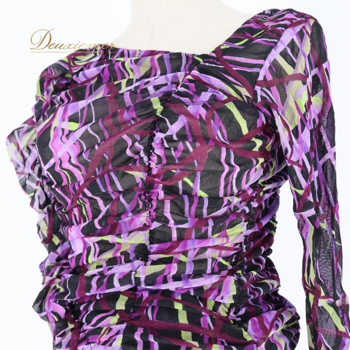 【美品 日本製 社交ダンス衣装】パステル CHACOTT 上下セット ツーピース 美品 日本製 社交ダンス衣装】パープル Chacott 上下セット ツーピース