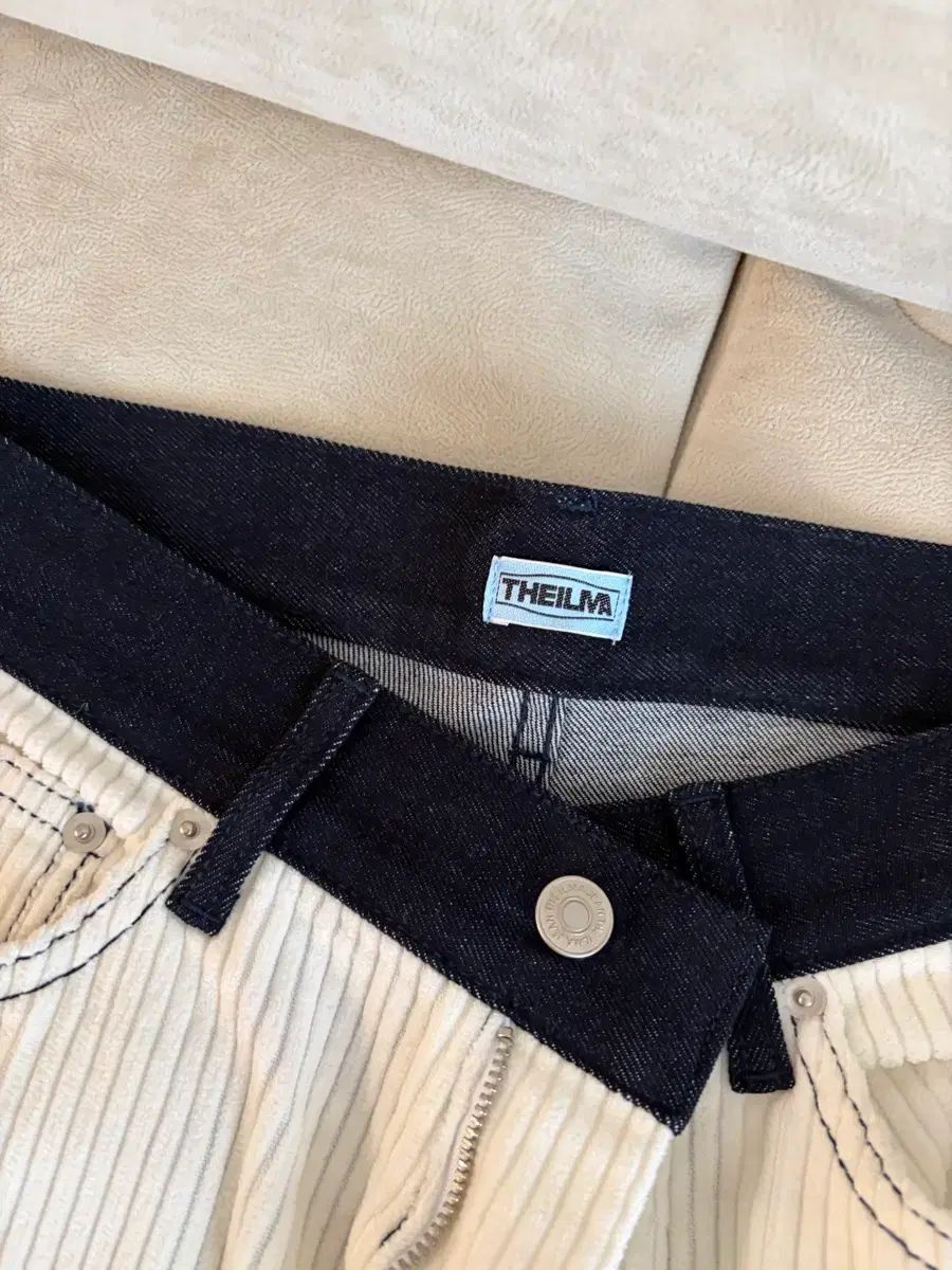THEILMA ロイ 麻 コーデュロイ ツートン デニム パンツ S