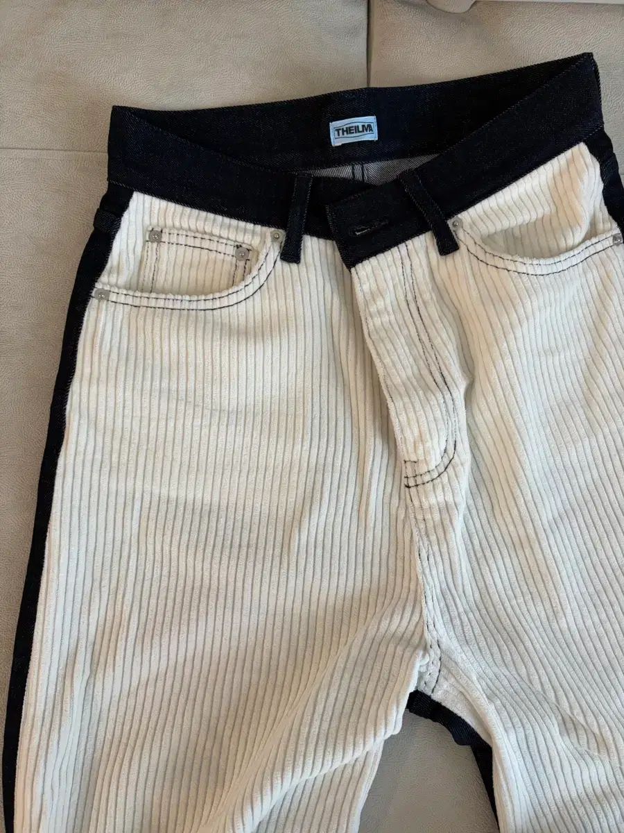  THEILMA ロイ 麻 コーデュロイ ツートン デニム パンツ S その他 デニム ジーンズ