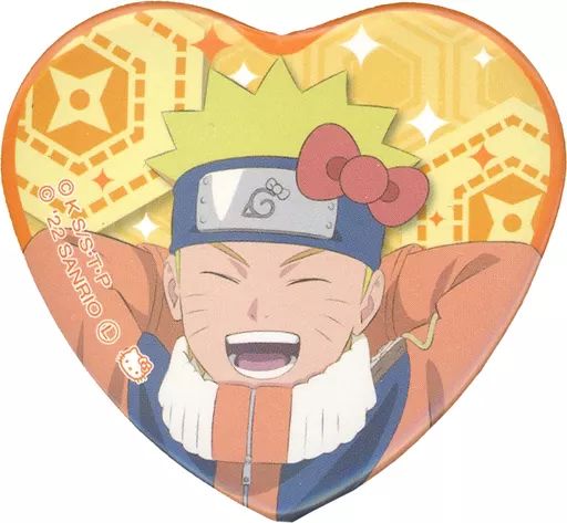 バッジ ピンズ うずまきナルト ハローキティ NARUTO ナルト サンリオキャラクターズ ハート型ホロバッジ 等身 少年篇