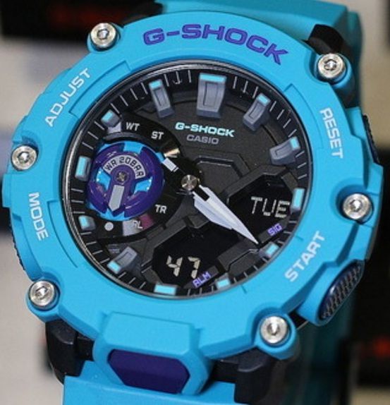 腕時計 メンズ Gショック 2200型 クォーツ ケース幅45 mm ポリウレタンベルト ライトブルー|ブラック色 G-SHOCK