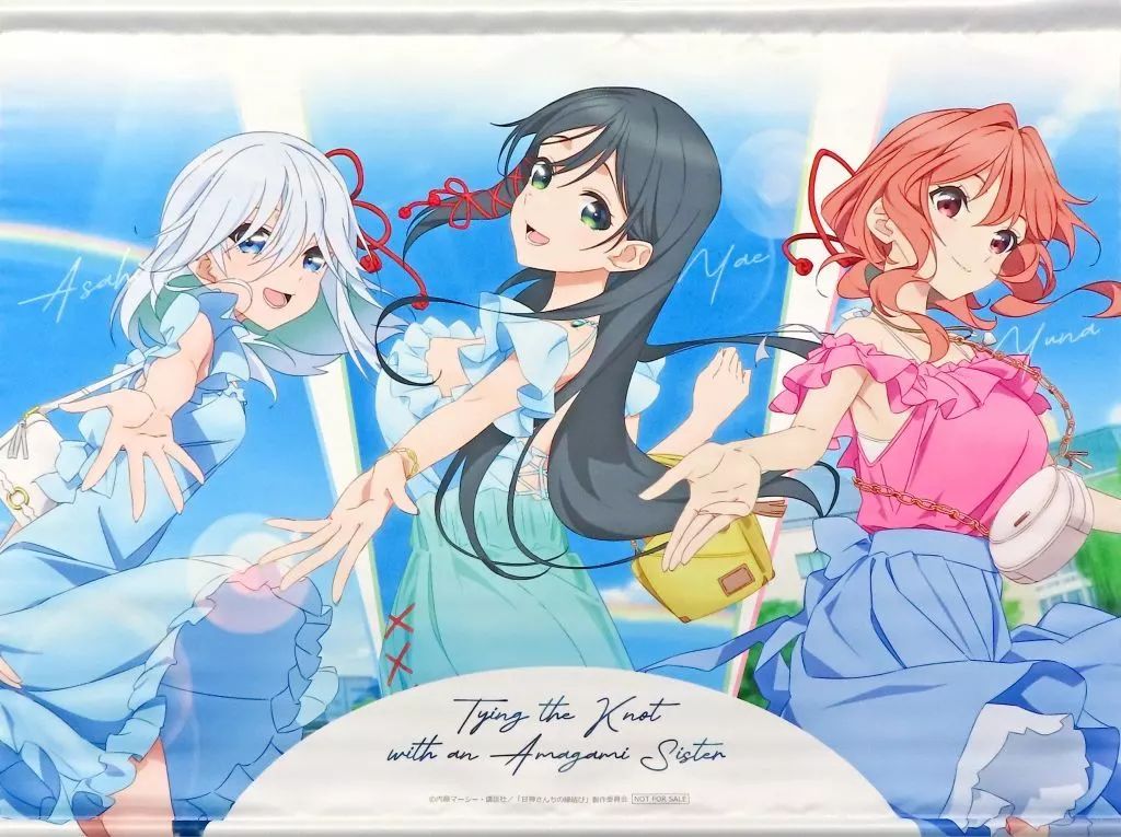 タペストリー 甘神夜重＆甘神夕奈＆甘神朝姫 B 2集合タペストリー 雨上がりの青空 夏の入口 甘神さんちの縁結び ～雨上がりの青空 夏の入口～ きゃらっとくじmini 缶バッジVer. 大あたり景品