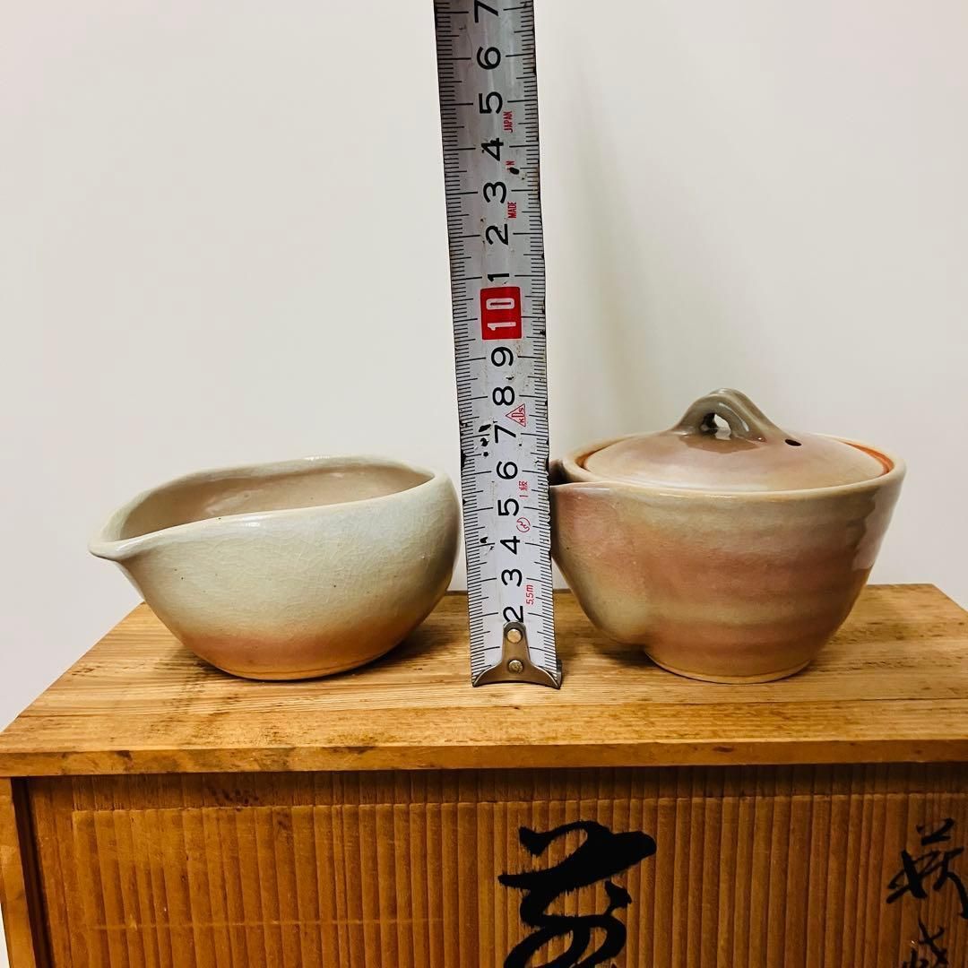 希少品 萩碗 宝瓶 関大安 作 萩煎茶器 共箱 現代アート 煎茶道具 玉露 新品 煎茶器 萩焼 箱書き「萩峯」在銘 湯 煎茶道具⁄煎茶器 田原陶兵衛作 初