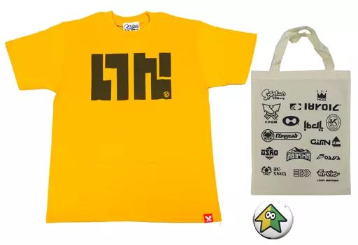 Tシャツ キャラクター イカロゴTシャツ トートバッグ 缶バッジ付き マスタード Mサイズ Splatoon スプラトゥーン
