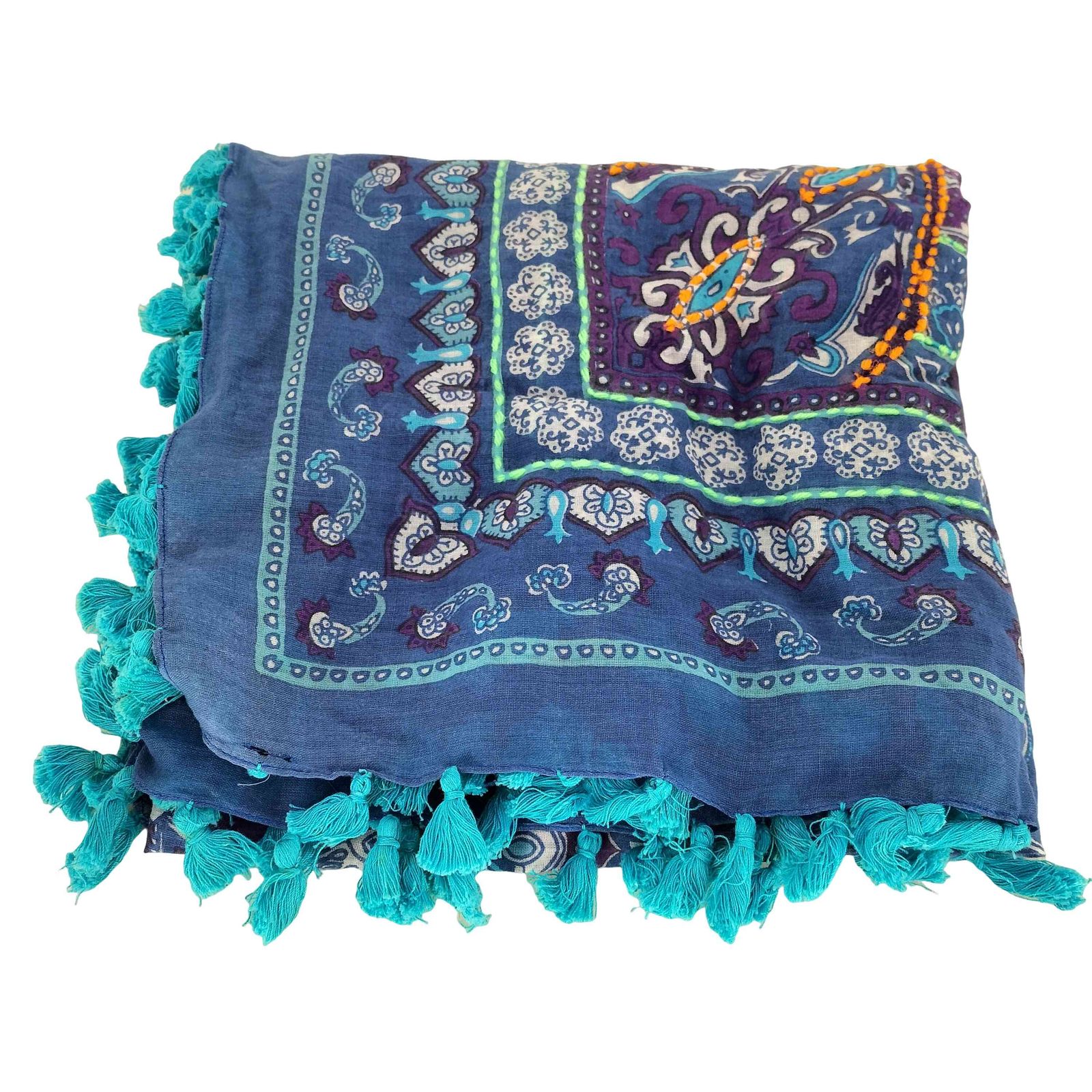 USED古着(ユーズドフルギ) {{douce gloire}}総柄 ウール フリンジ ストール メンズ 表記無 【中古】【ブランド古着バズストア】 ユーズドフルギ USED古着 ERFURT コットン ペイズリー フリンジ