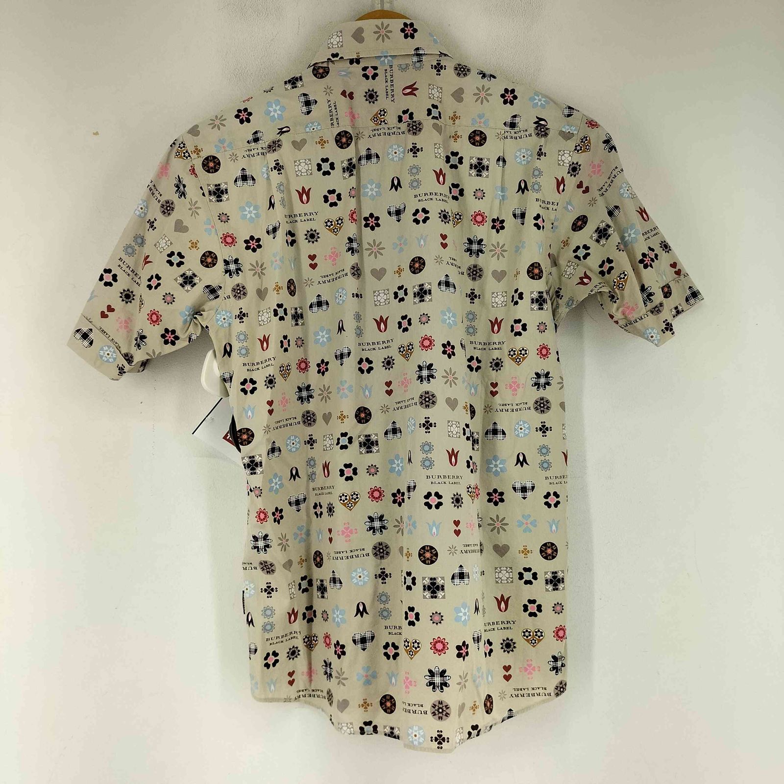 バーバリーブラックレーベル BLACK LABEL 総柄 S|S シャツ メンズ JPN 1