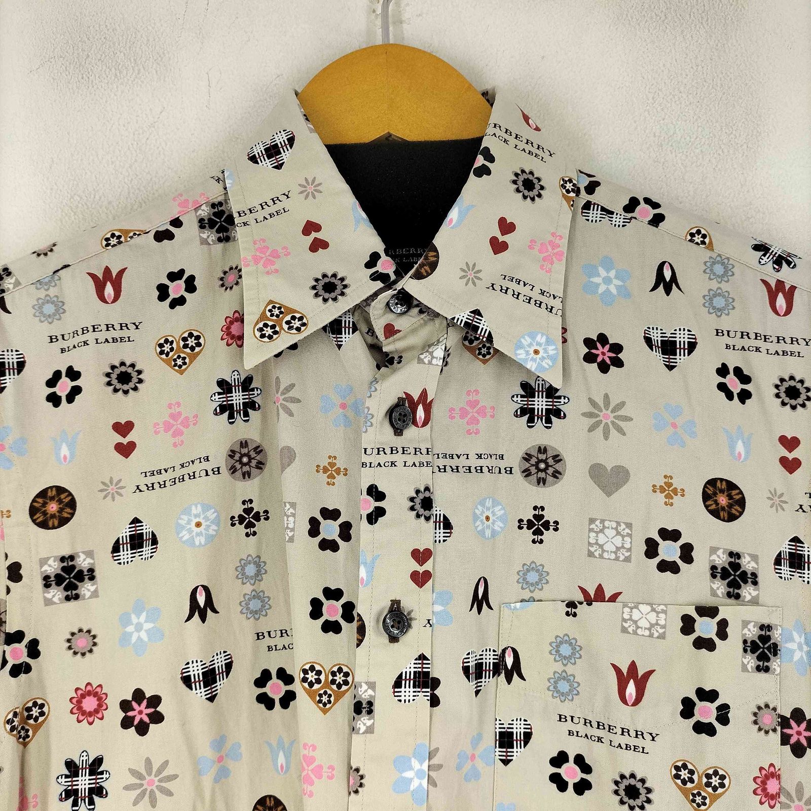  バーバリーブラックレーベル BLACK LABEL 総柄 S|S シャツ メンズ JPN 1 その他 長袖シャツ