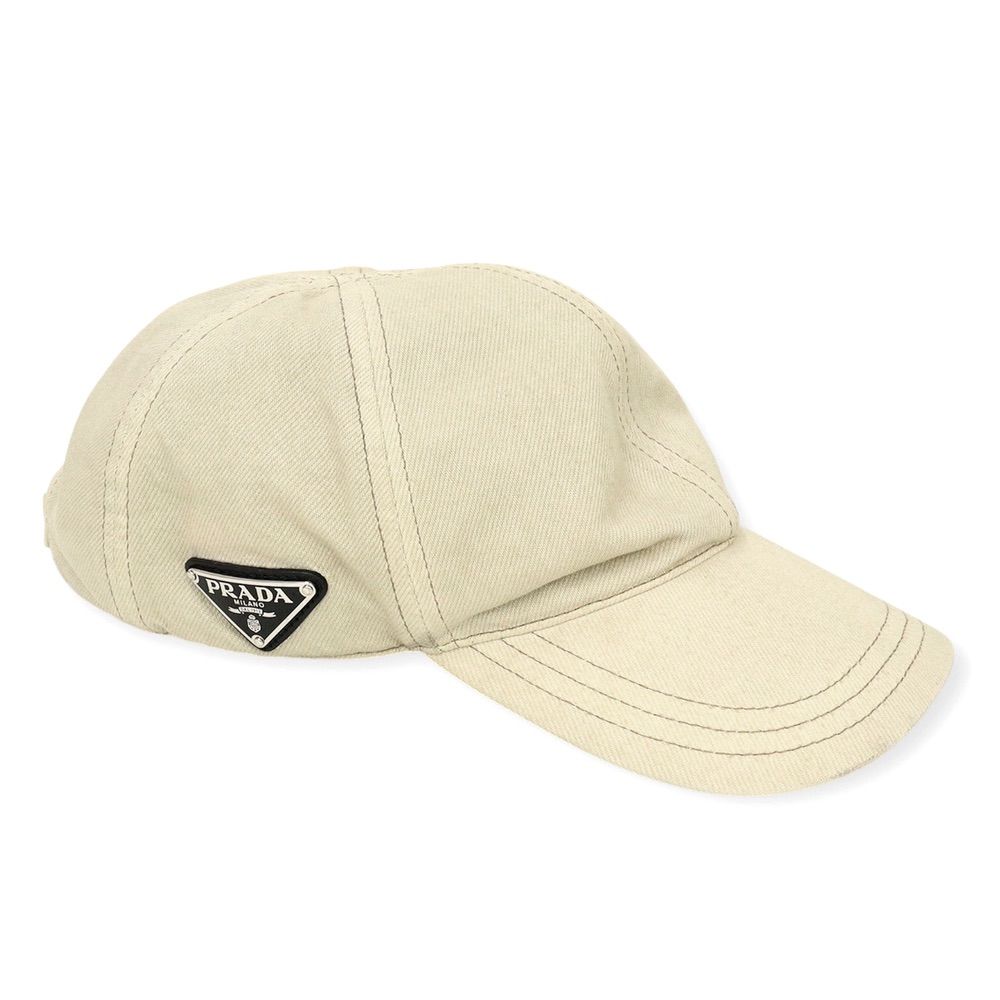 プラダ PRADA ベースボールキャップ 帽子 XLサイズ コットン ロゴプレート キャンバス ベージュ 2 HC 274 メンズ レディース